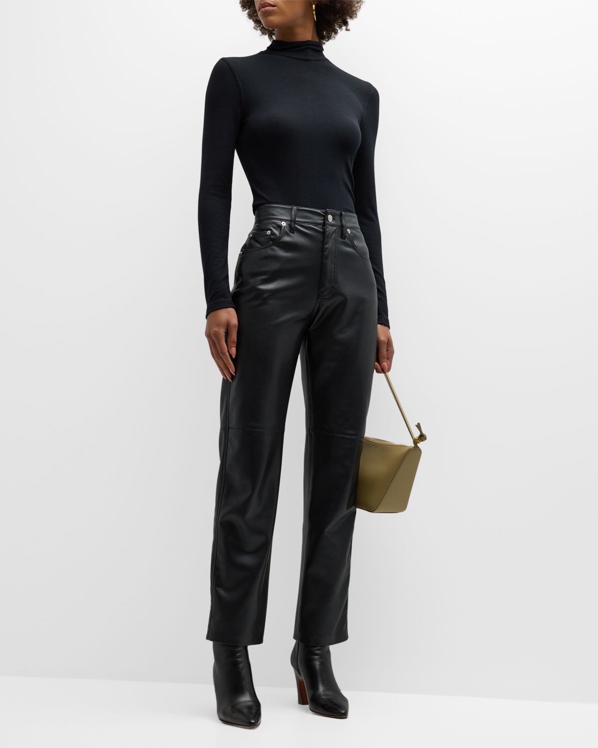 FRAME Ribbed Turtleneck Top
