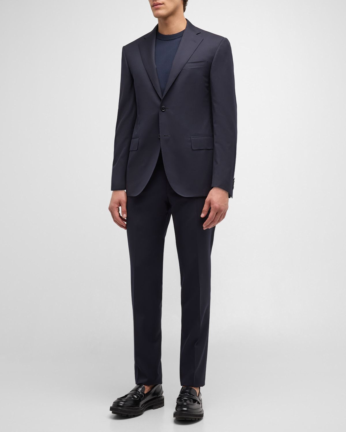 Corneliani Men 's Solid Wool Leader Suit