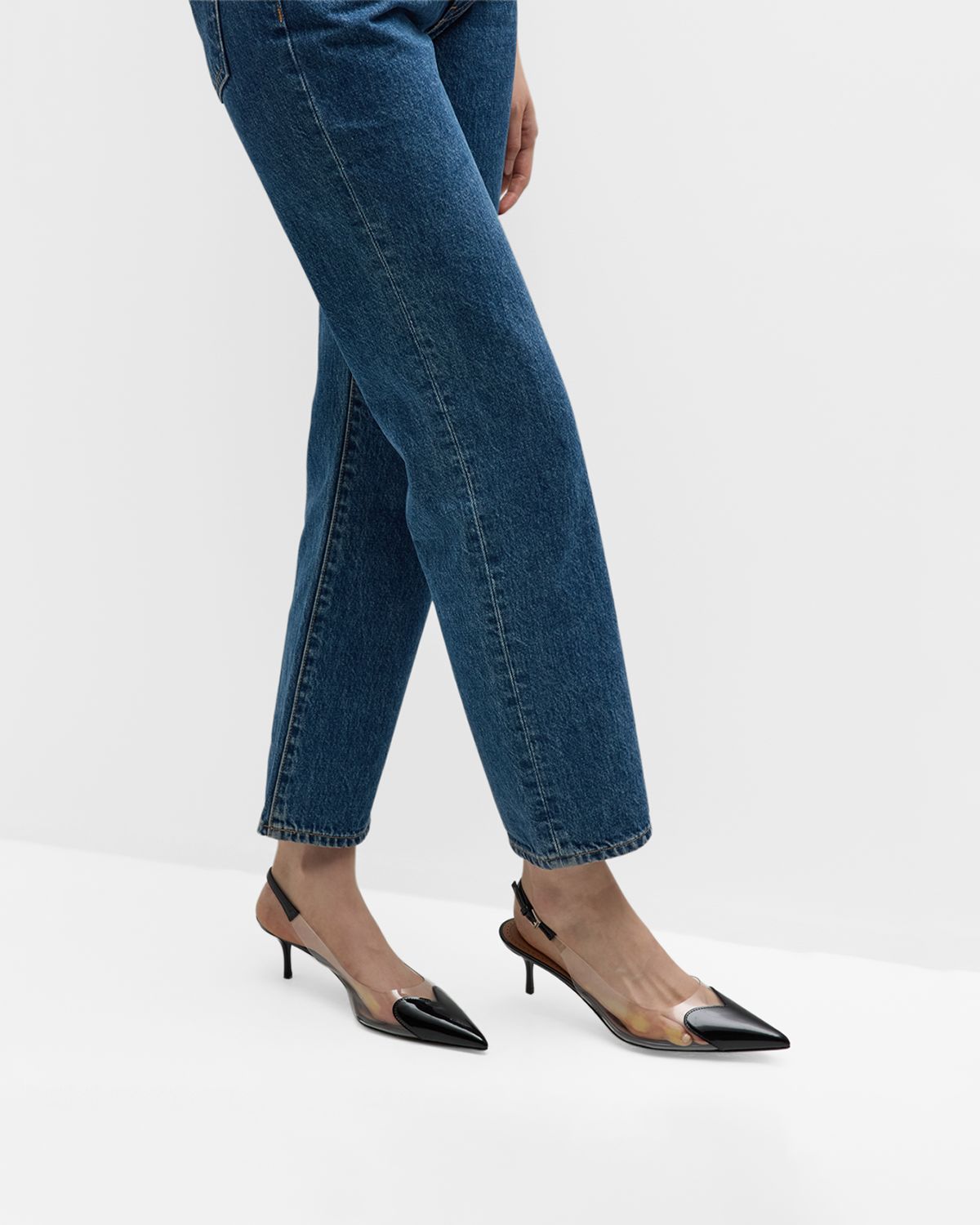 ALAIA Coeur Plexi Heart-Toe Slingback Pumps