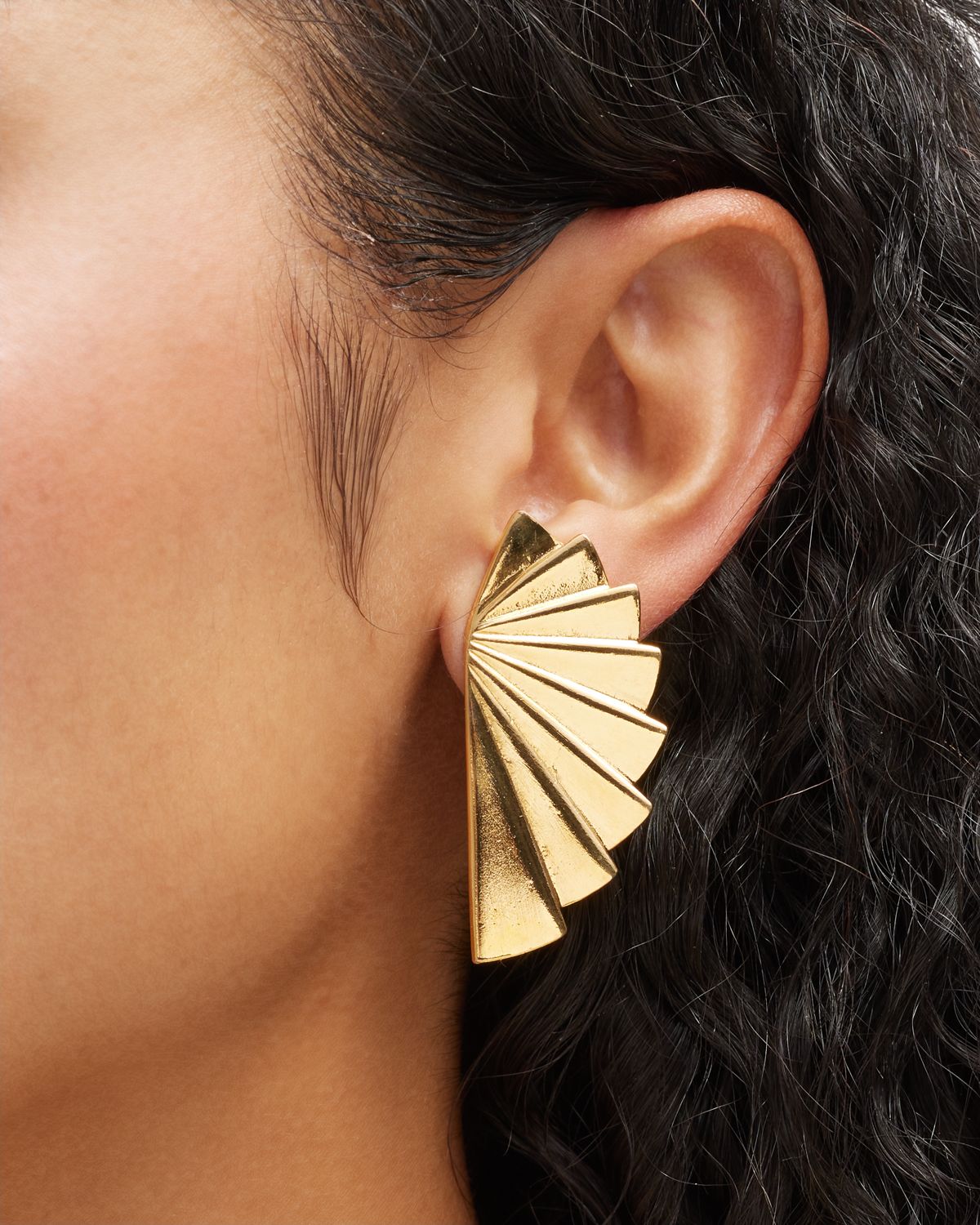 Ben-Amun 24k Gold Electroplated Fan Clip-On Earrings