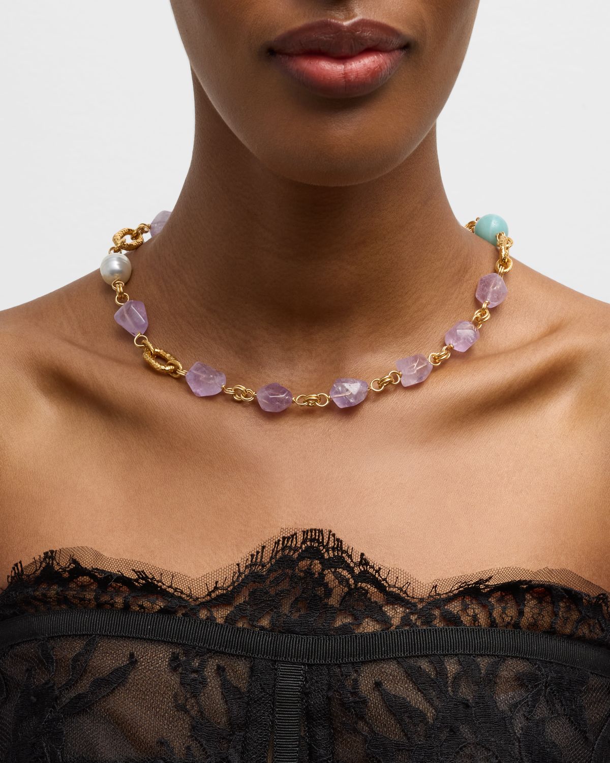 Ben-Amun Pearl and Semiprecious Stone Toggle Necklace