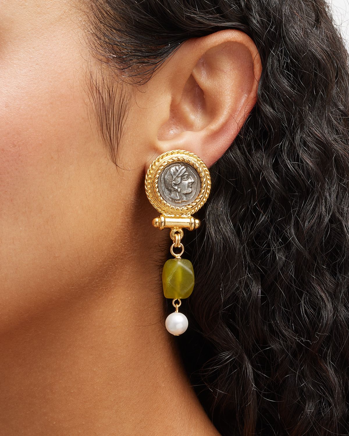 Ben-Amun 24k Gold Electroplated Gold Drop Clip Earrings
