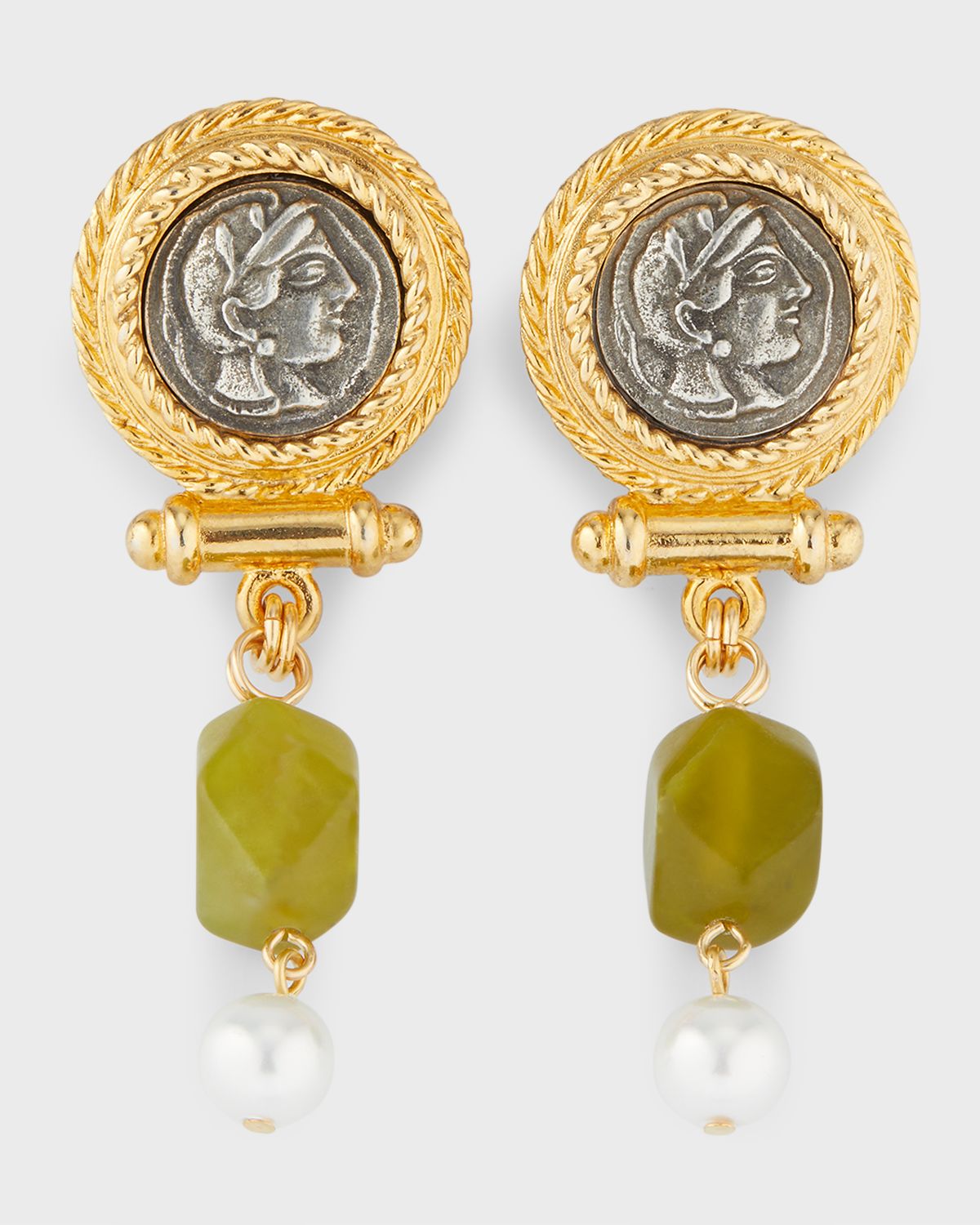 Ben-Amun 24k Gold Electroplated Gold Drop Clip Earrings