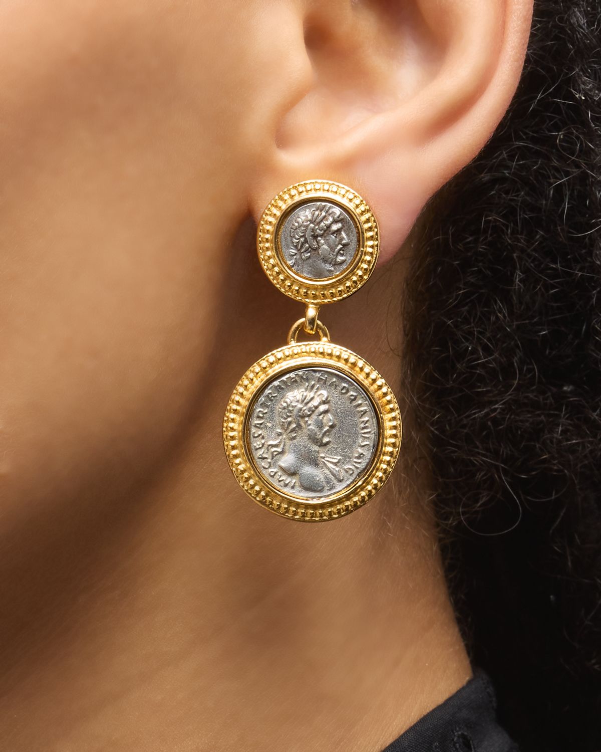 Ben-Amun 24K Gold Electroplate Coin Drop Earrings