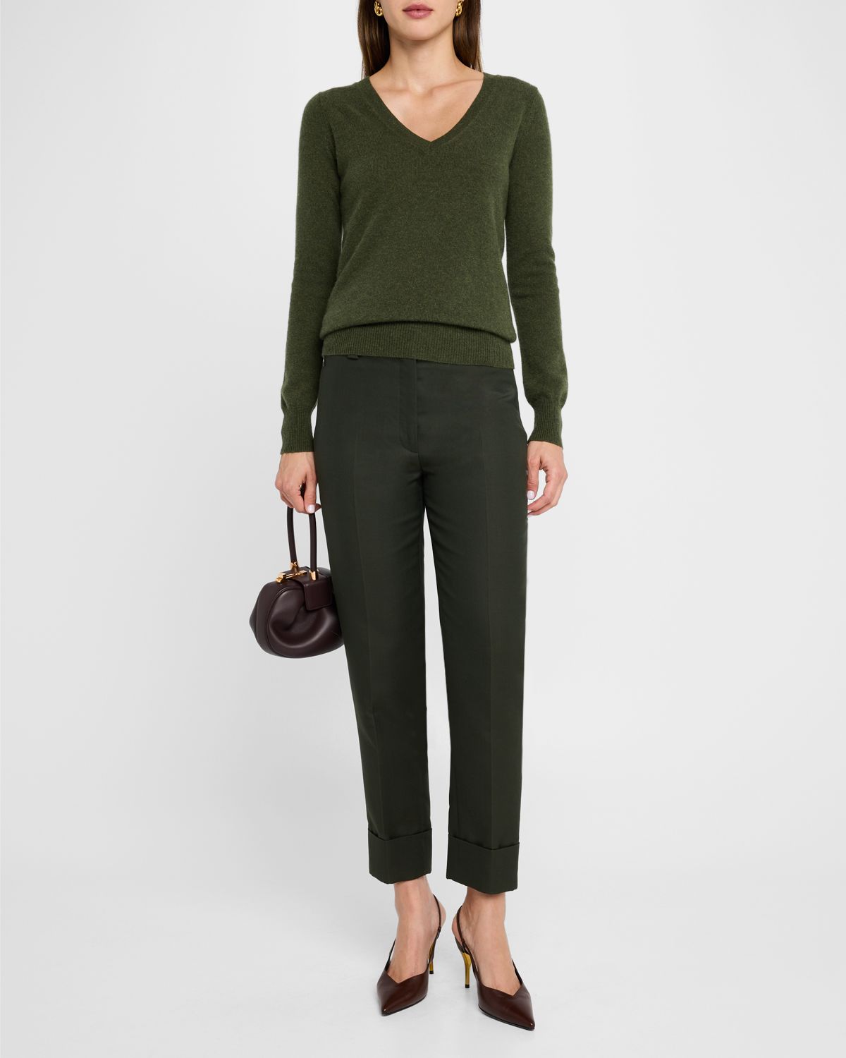 Neiman Marcus Cashmere Collection Cashmere Classic V-Neck Sweater