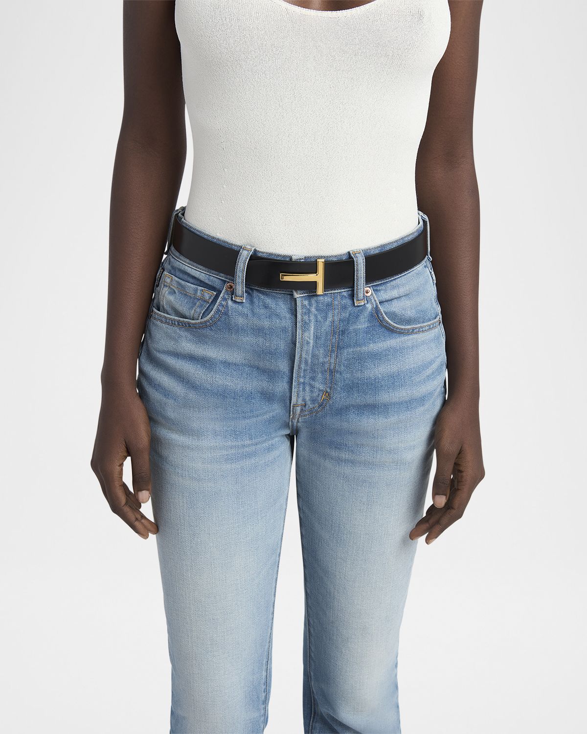 TOM FORD Reversible T-Logo Leather Belt