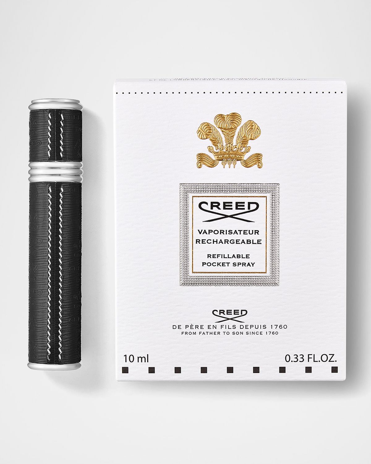 CREED Empty 0.33 oz. Leather Atomizer, Silver/Black