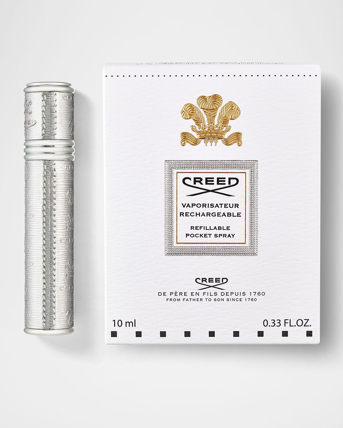 CREED Empty Silver Refillable Pocket Spray Case, 0.33 oz.