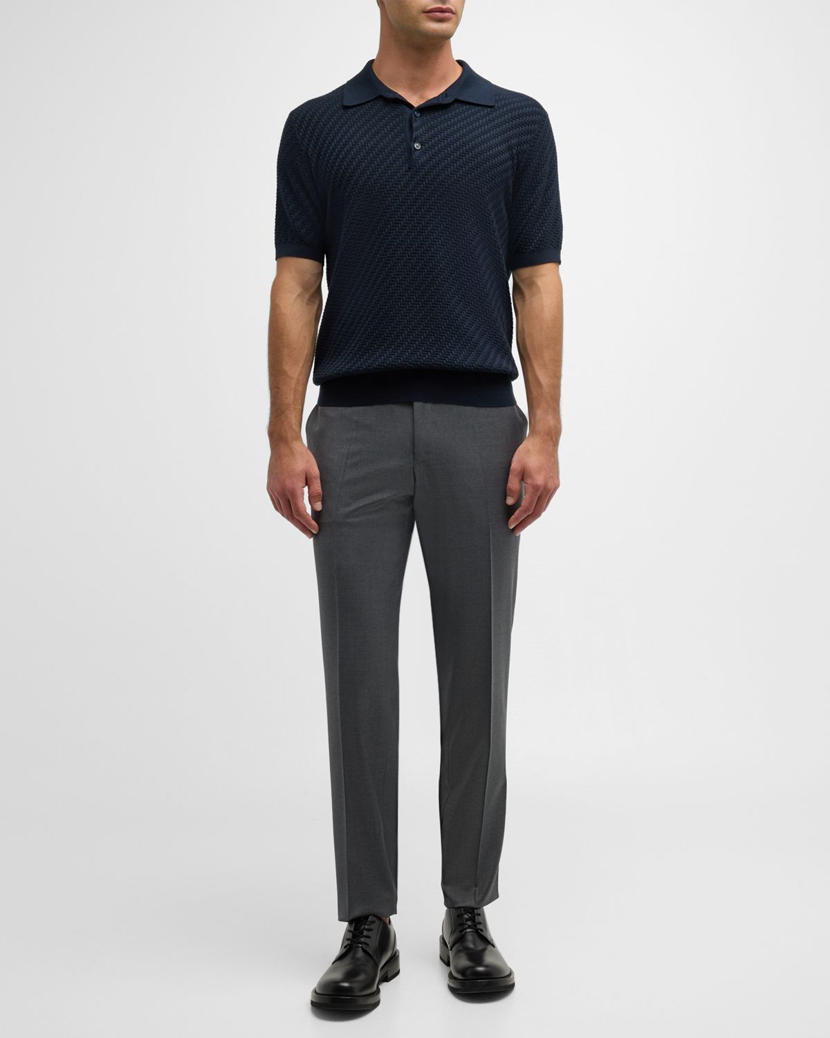 Canali Men 's Melange Flat-Front Trousers