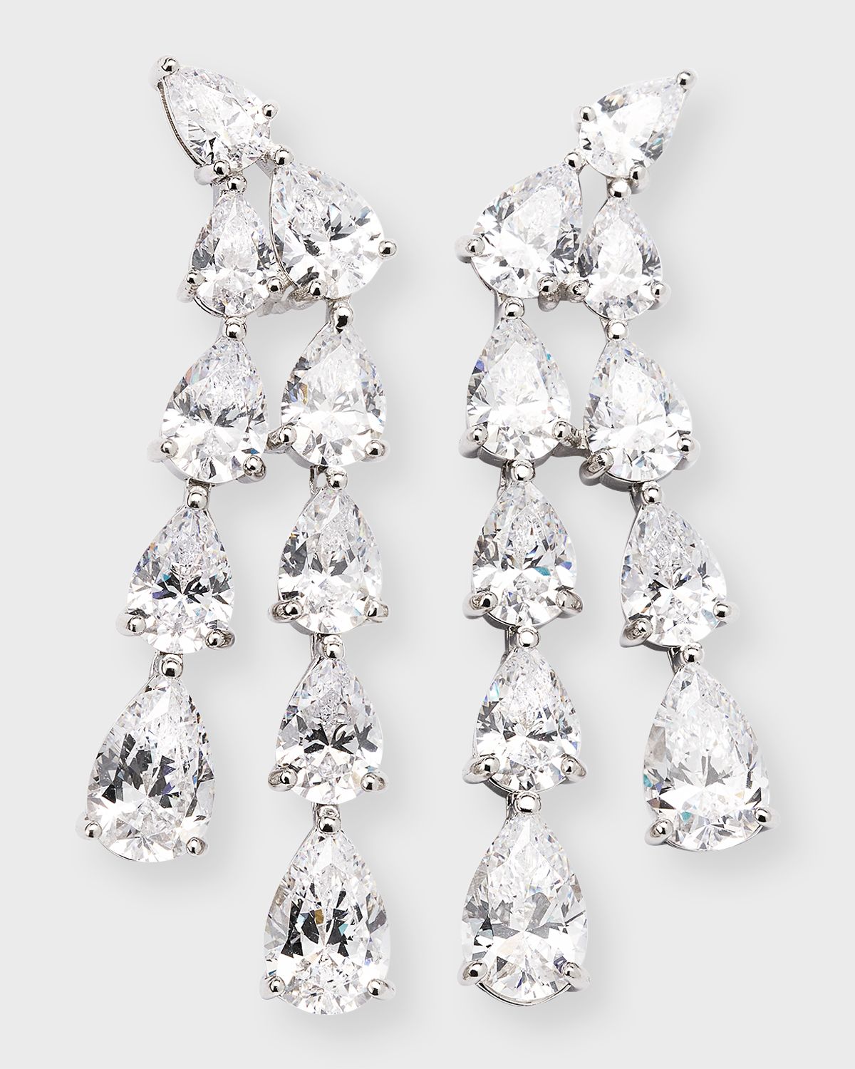 Golconda by Kenneth Jay Lane Double-Pear Cubic Zirconia Waterfall Drop Earrings