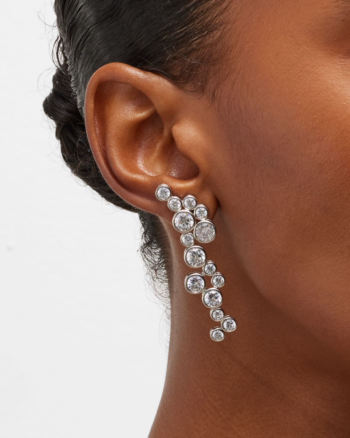 Golconda by Kenneth Jay Lane Round Bezel-Set Cubic Zirconia Cluster Drop Earrings