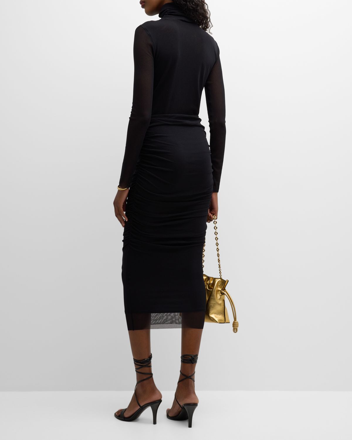 Fuzzi Long-Sleeve Turtleneck Tulle Blouse | Thumbnail 3 Fuzzi Long-Sleeve Turtleneck Tulle Blouse | Thumbnail 3