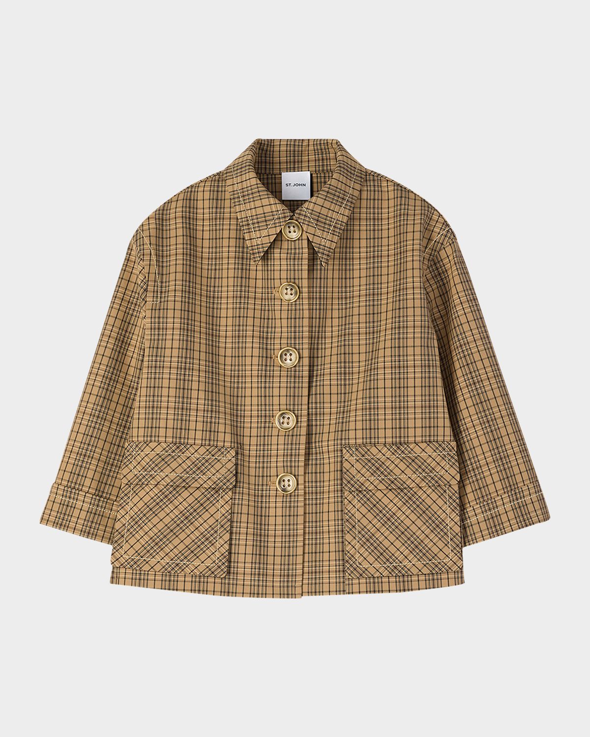 St. John Plaid Collared Technical Jacket