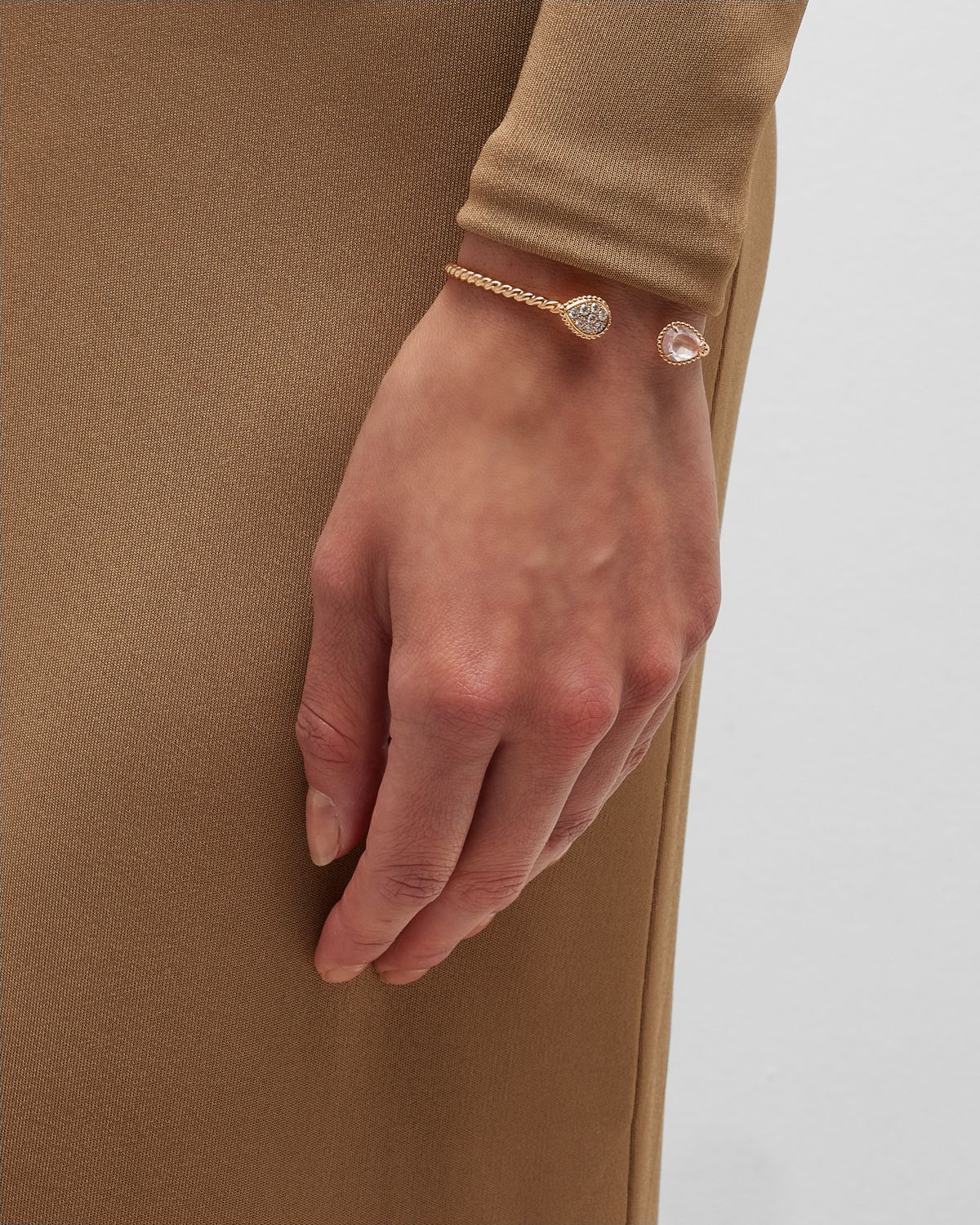 Boucheron Serpent Boheme 18K Rose Gold 2-Motif Diamond & Quartz Bracelet