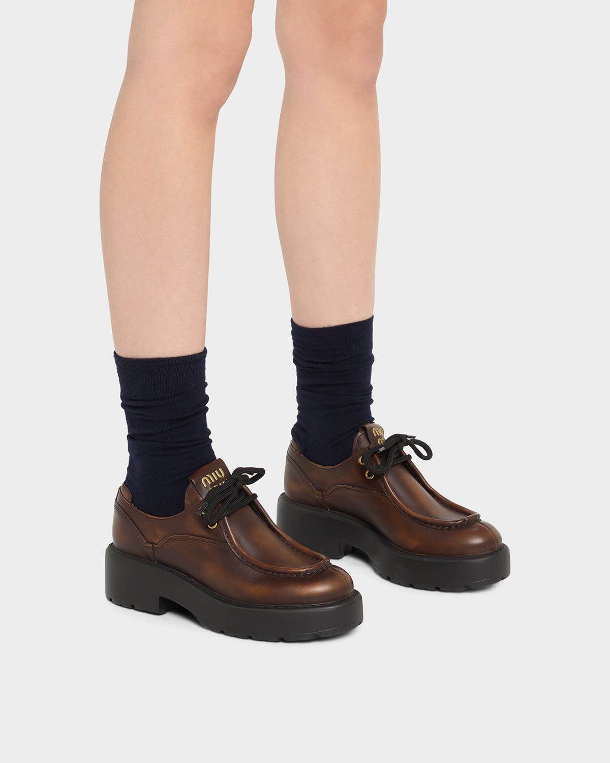 Miu Miu Leather Casual Derby Loafers