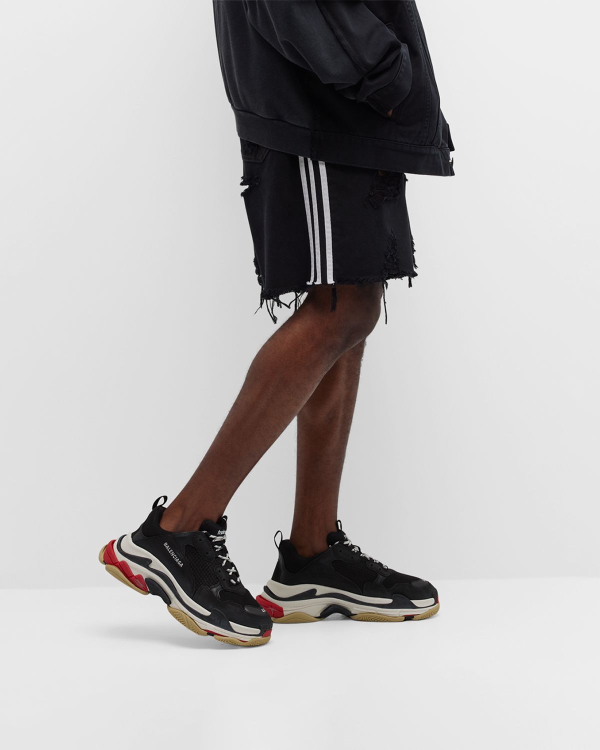 Balenciaga Men 's Triple S Mesh Leather Sneakers