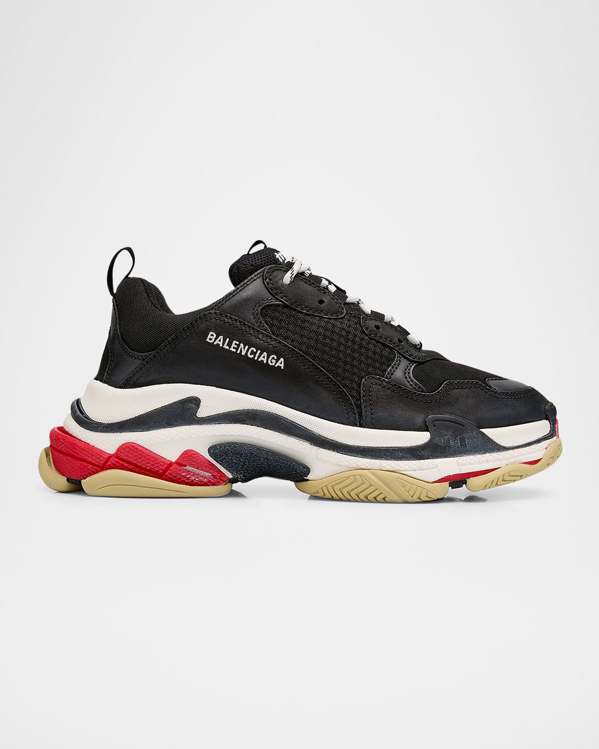 Balenciaga Men 's Triple S Mesh Leather Sneakers