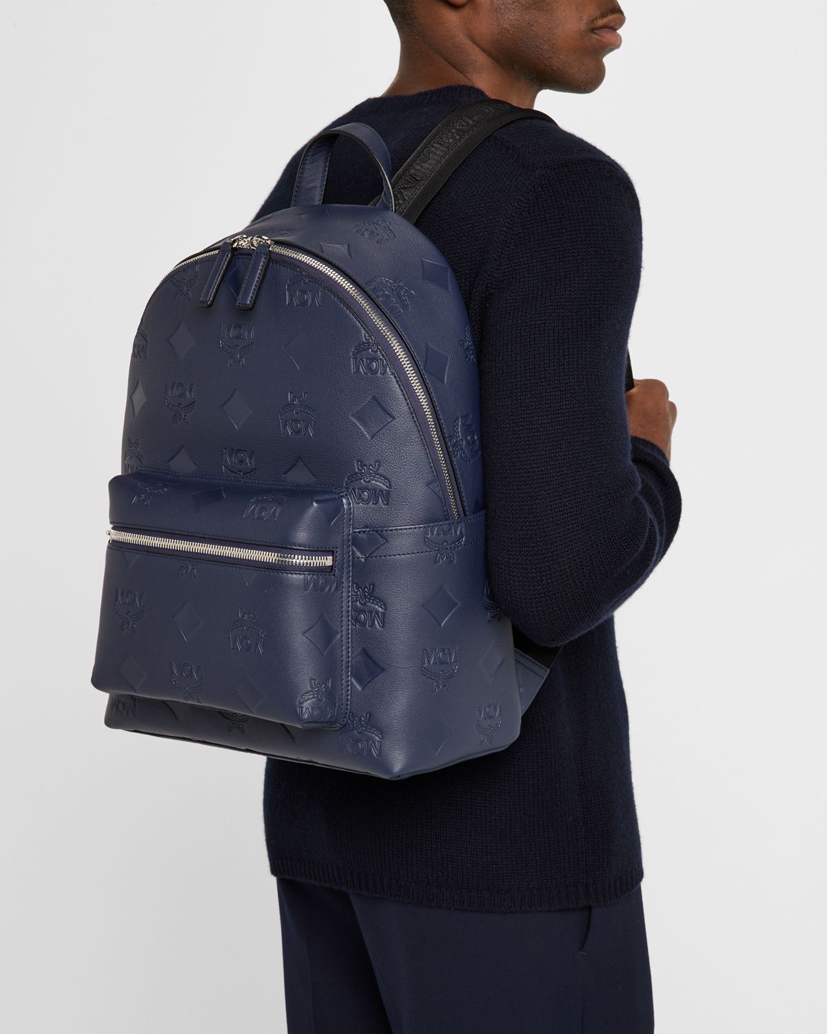 MCM Stark Mini Embossed Leather Backpack