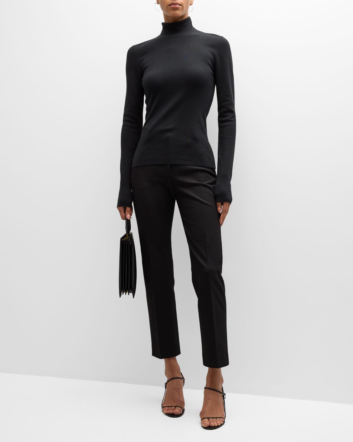 Joseph Long-Sleeve Stretch Silk Turtleneck Pullover