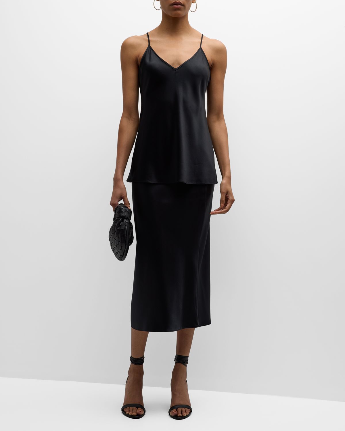 Joseph Clea Sleeveless V-Neck Silk Satin Top