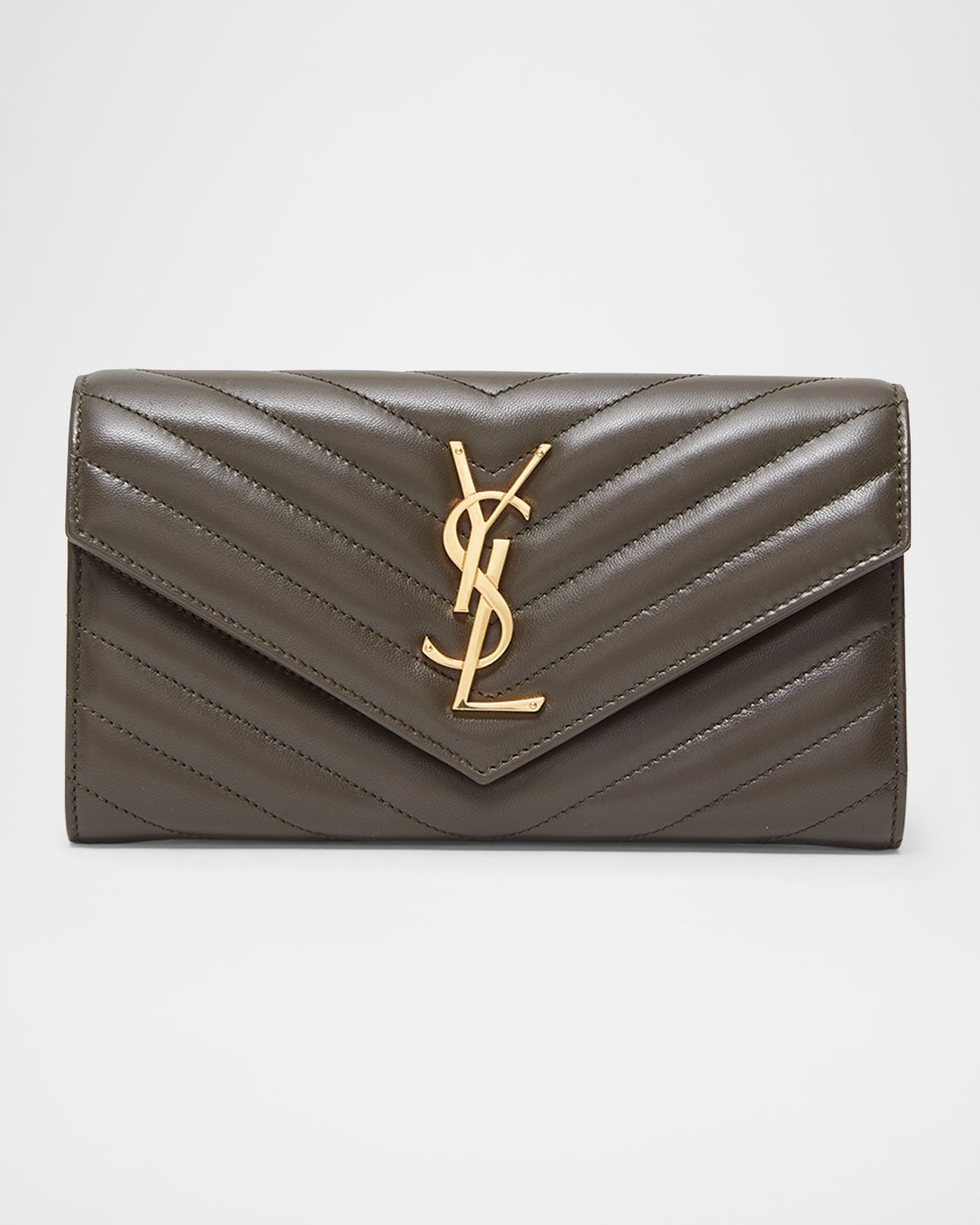 Saint Laurent YSL Monogram Large Envelope Flap Wallet in Smooth Leather