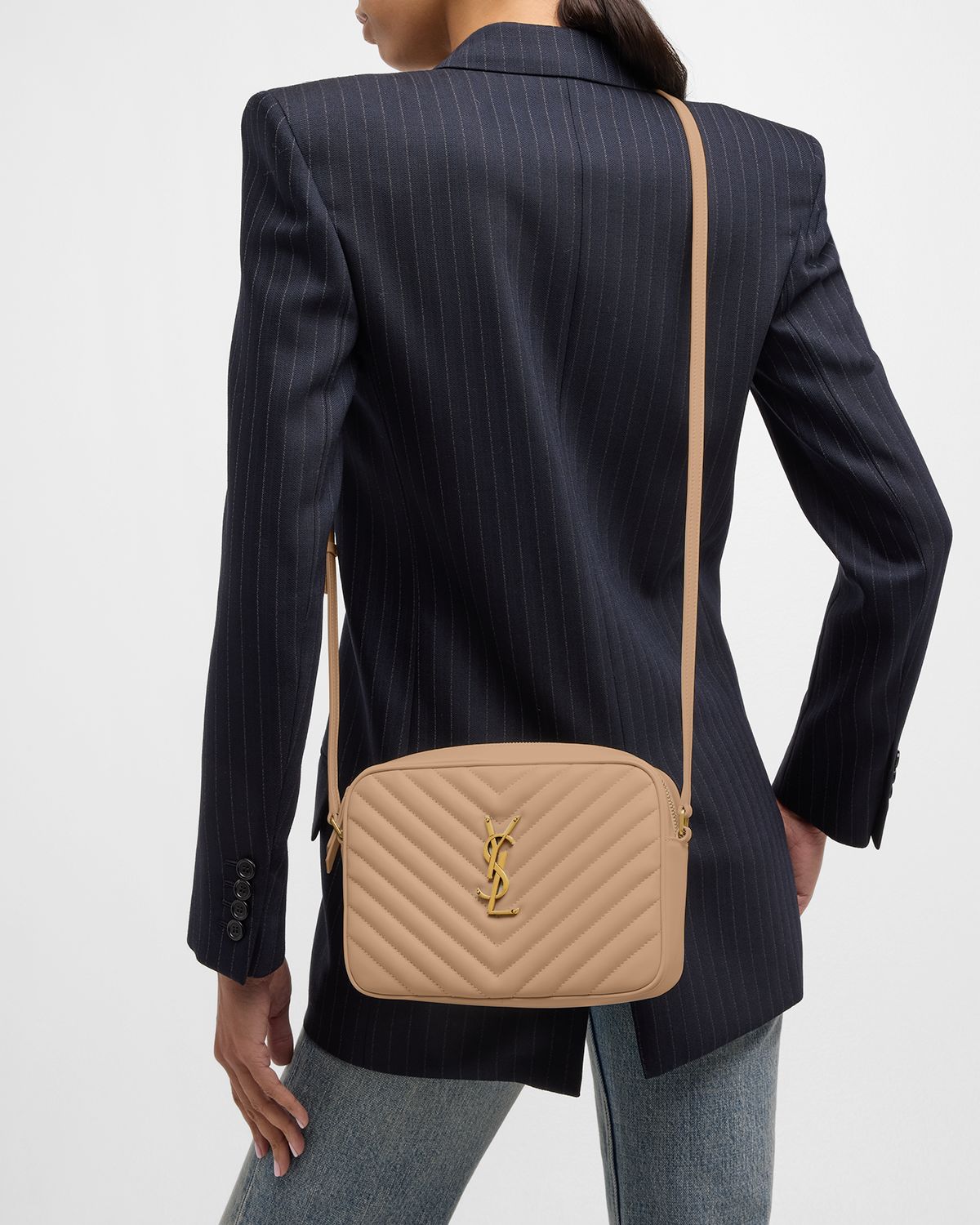 Saint Laurent Lou Medium YSL Camera Bag with Pocket in Quilted Leather