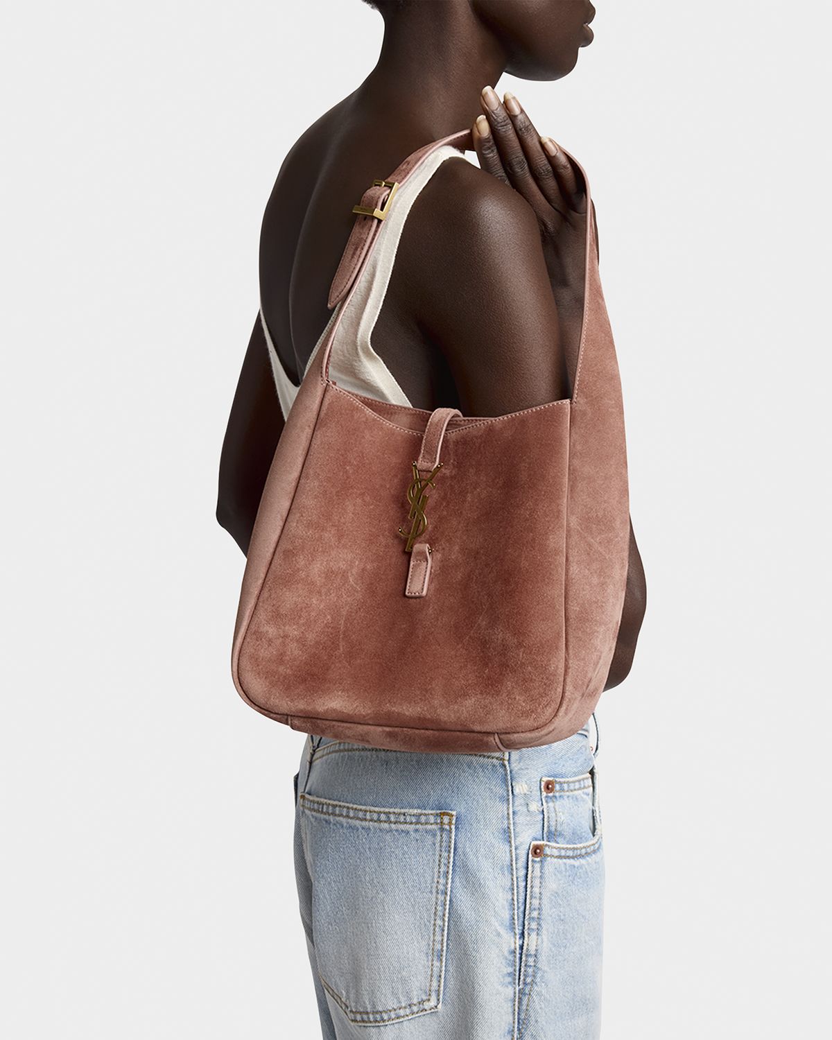 Saint Laurent Le 5 A 7 Small Suede Hobo Shoulder Bag