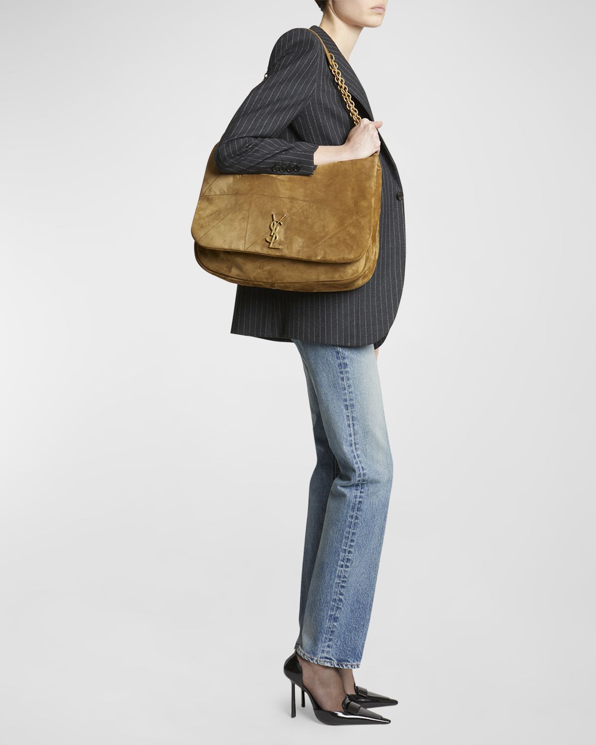 Saint Laurent Jamie 4.3 Maxi YSL Shoulder Bag in Quilted Suede