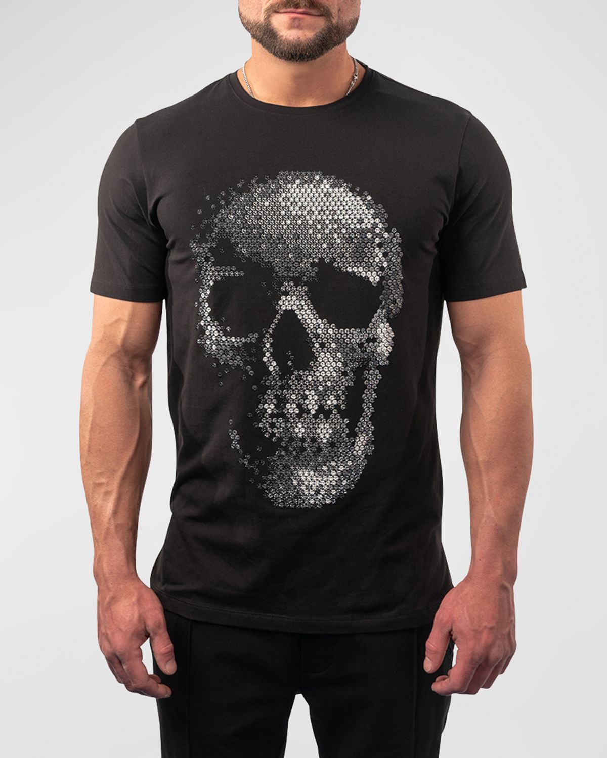 Maceoo Men 's Dotted Skull Graphic T-Shirt
