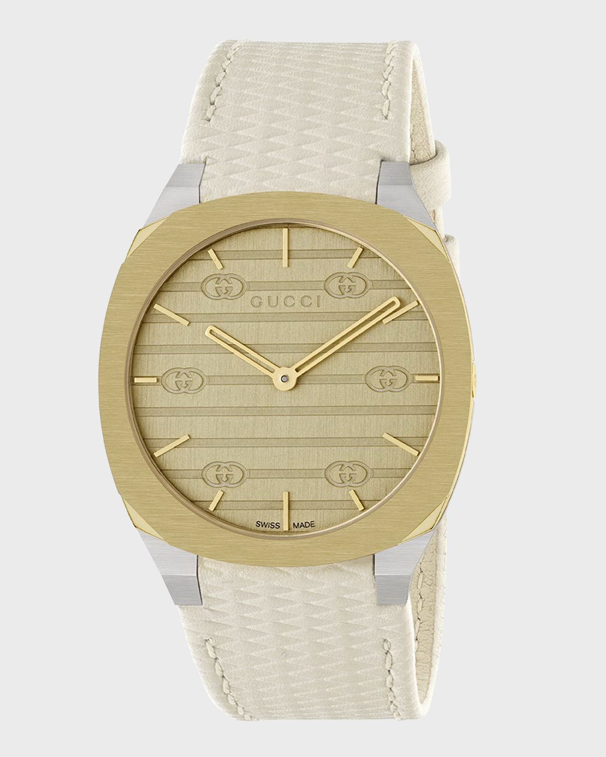 Gucci 34mm 25H Quartz Watch with Leather Strap, White | Thumbnail 6 Gucci 34mm 25H Quartz Watch with Leather Strap, White | Thumbnail 6