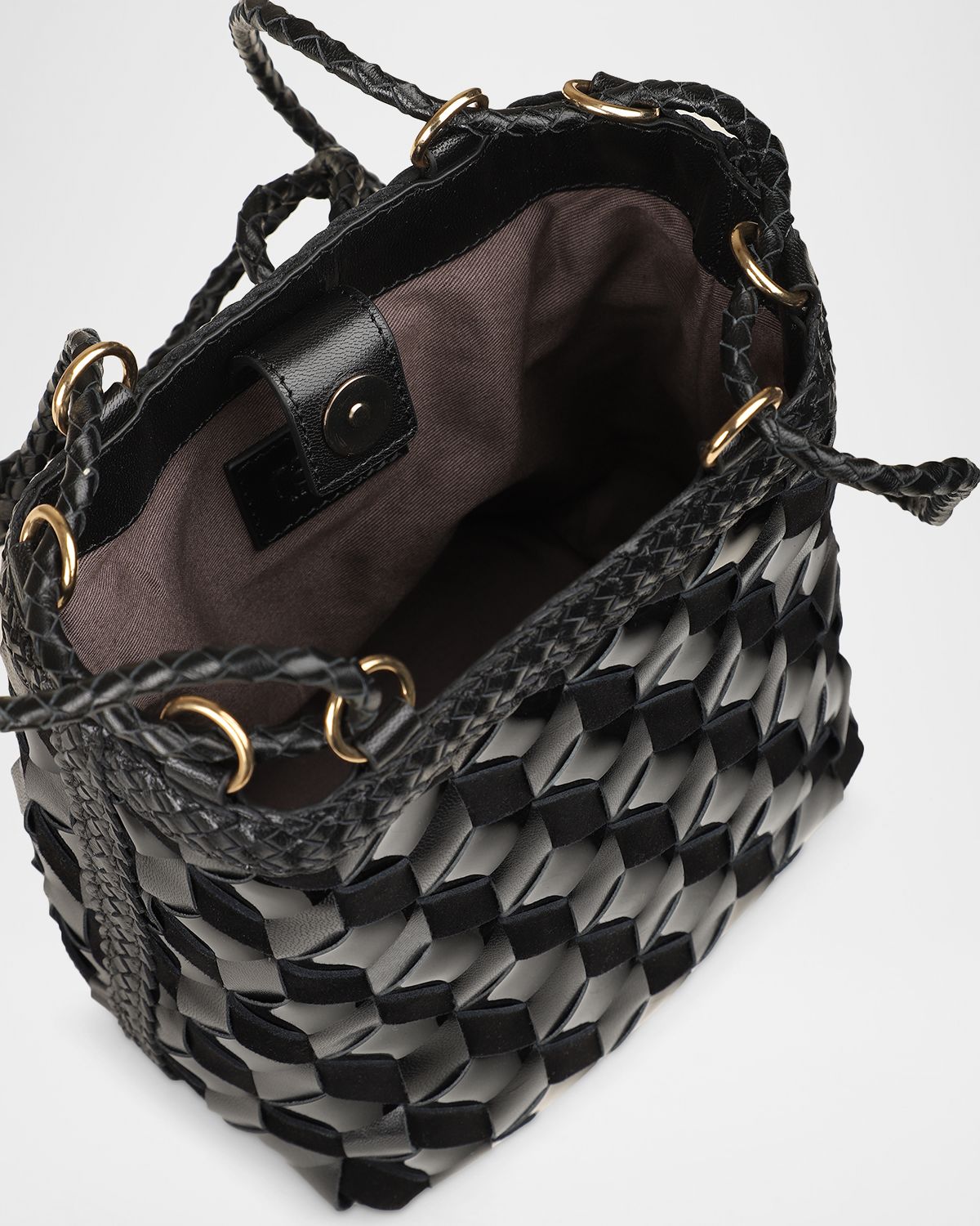 Rafe Annick Woven Leather Bucket Crossbody Bag