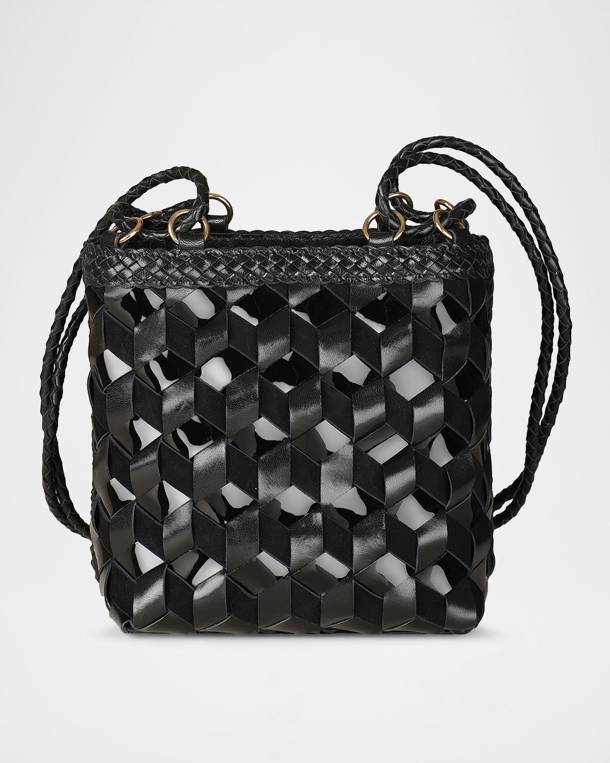 Rafe Annick Woven Leather Bucket Crossbody Bag