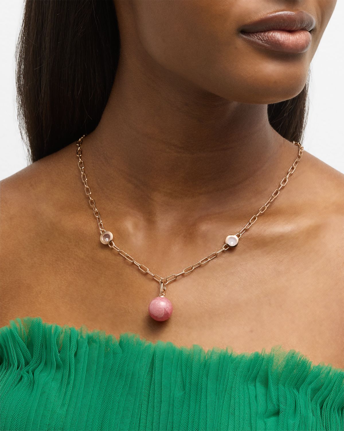 Chopard Happy Diamonds Planet 18K Rose Gold Rhodochrosite Necklace