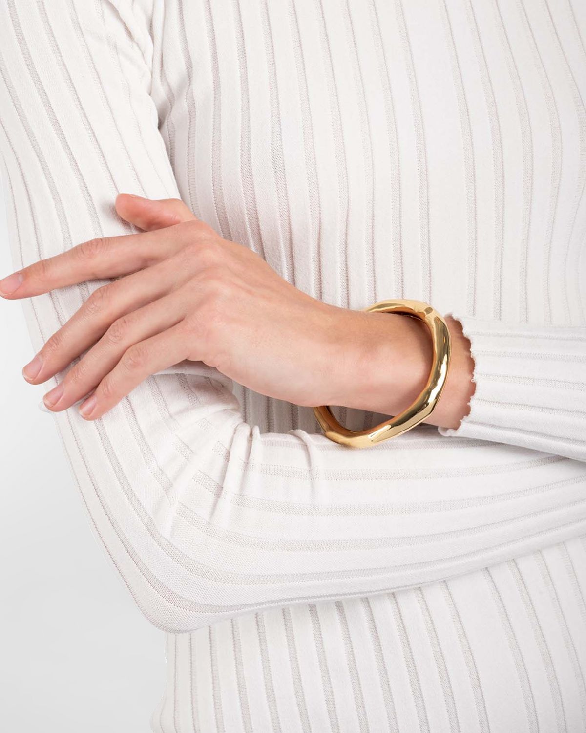 Alexis Bittar Small Molten Gold Bangle Bracelet, Size Large