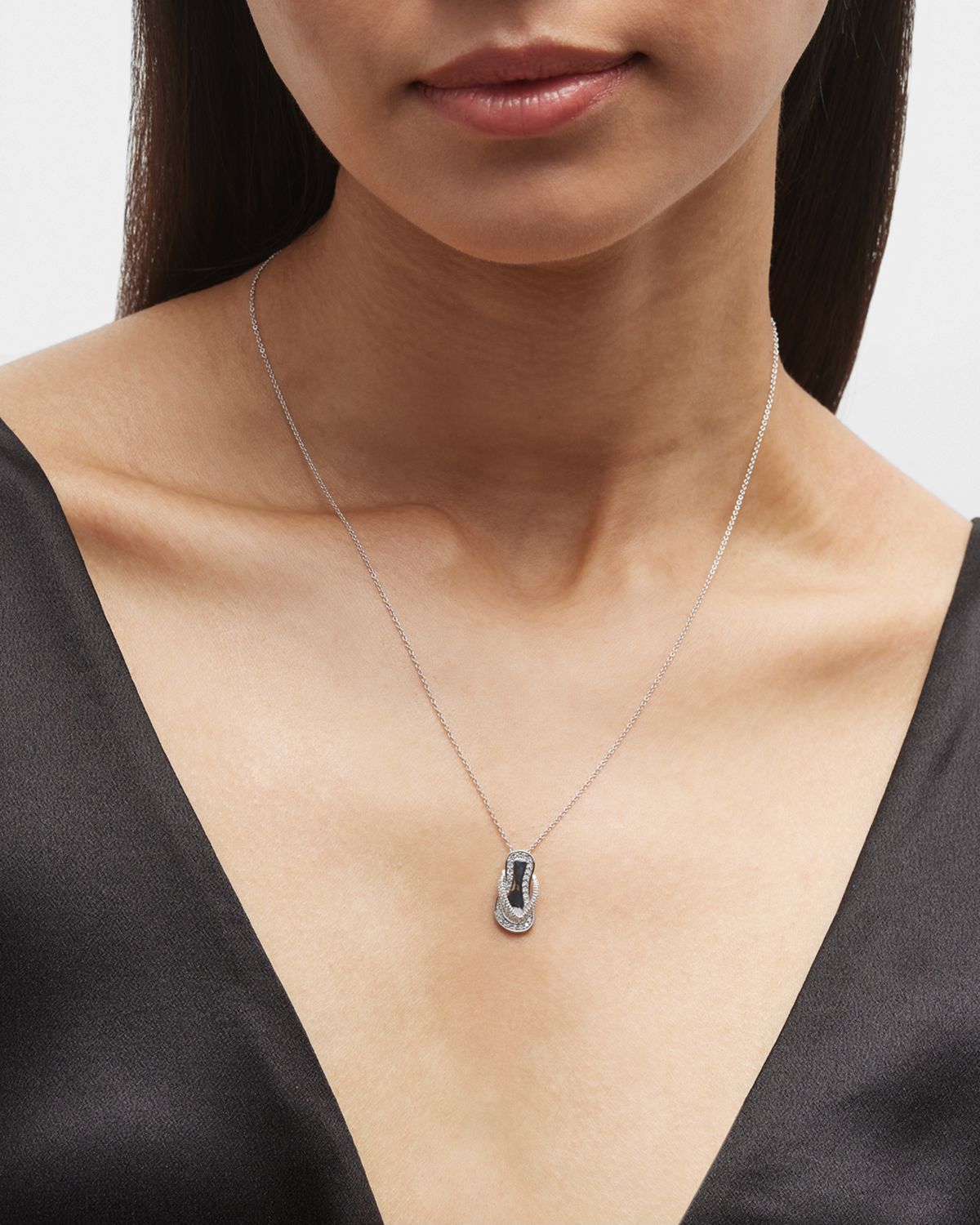 Roberto Coin 18K White Gold Diamond Flip Flop Necklace