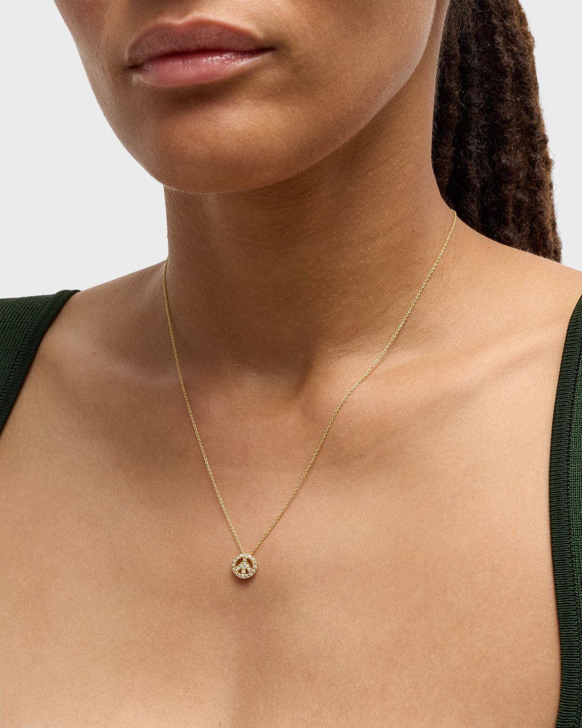Roberto Coin 18K Yellow Gold Diamond Peace Sign Necklace