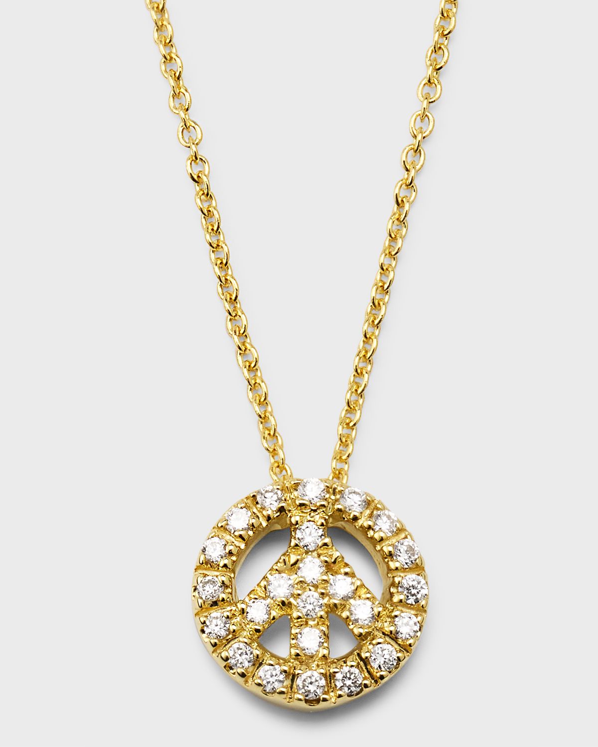 Roberto Coin 18K Yellow Gold Diamond Peace Sign Necklace