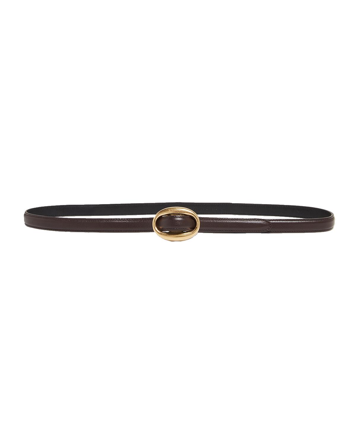 Saint Laurent Double Oval Skinny Leather Belt | Thumbnail 2