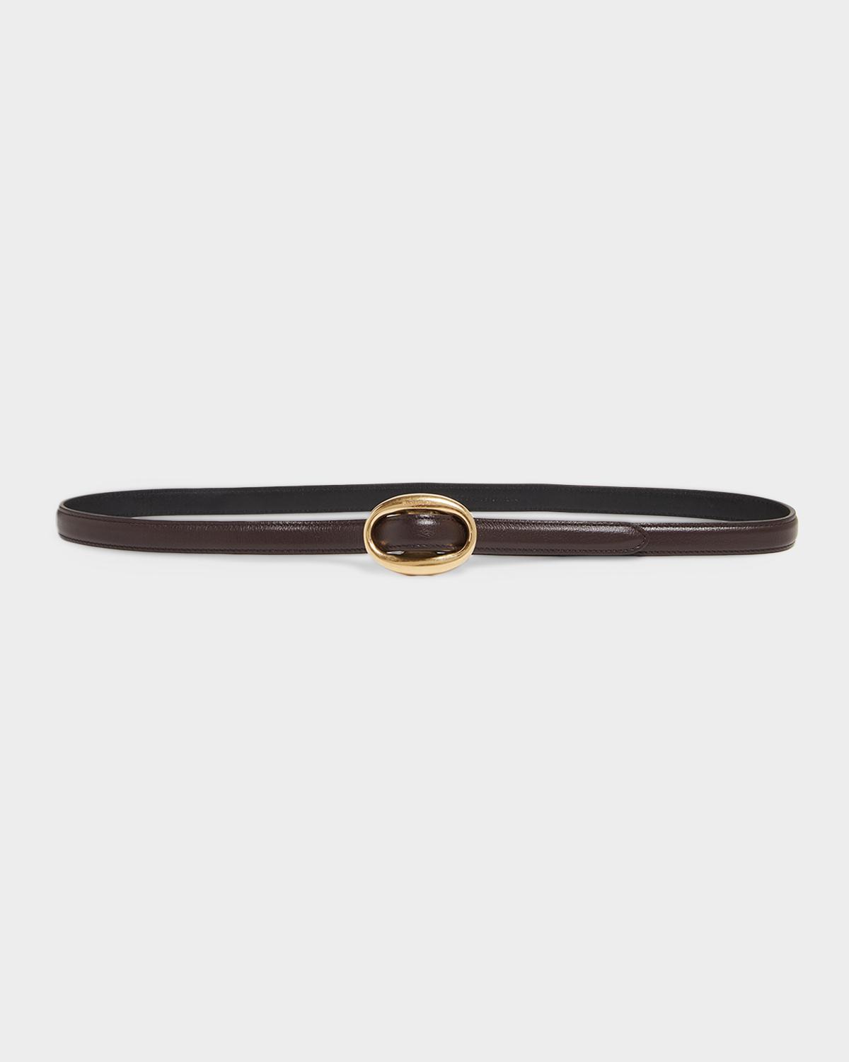 Saint Laurent Double Oval Skinny Leather Belt | Thumbnail 3
