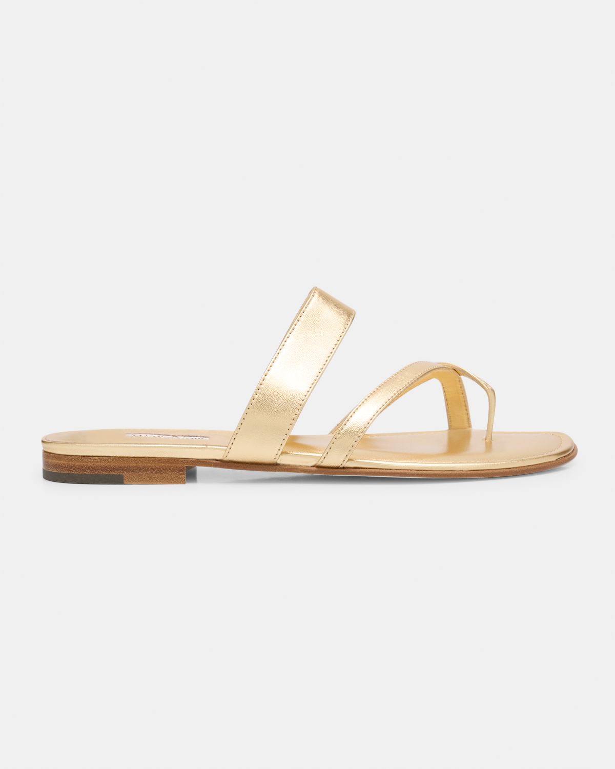 Manolo Blahnik Susa Metallic Crisscross Flat Sandals