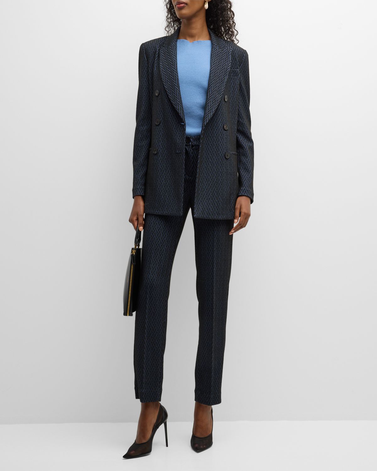 Emporio Armani Skinny Cropped Chevron Jersey Trousers