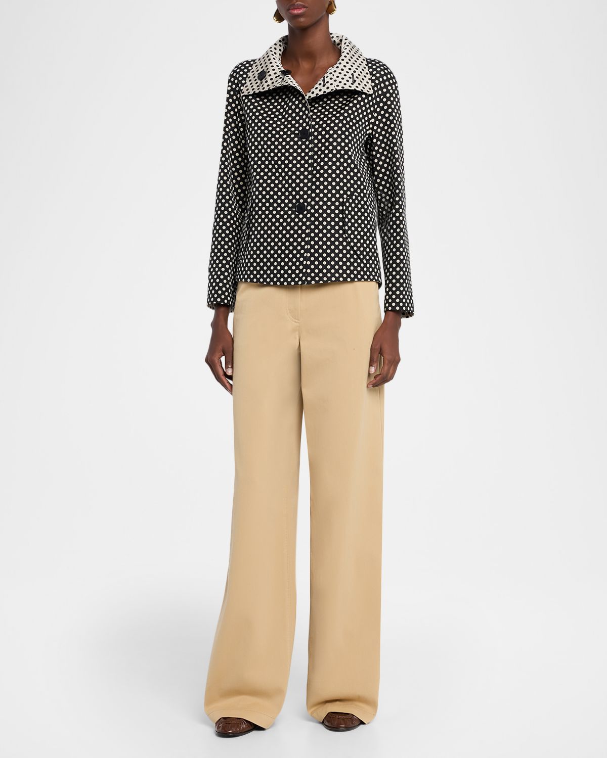 Akris punto Polka-Dot Single-Breasted Jacket