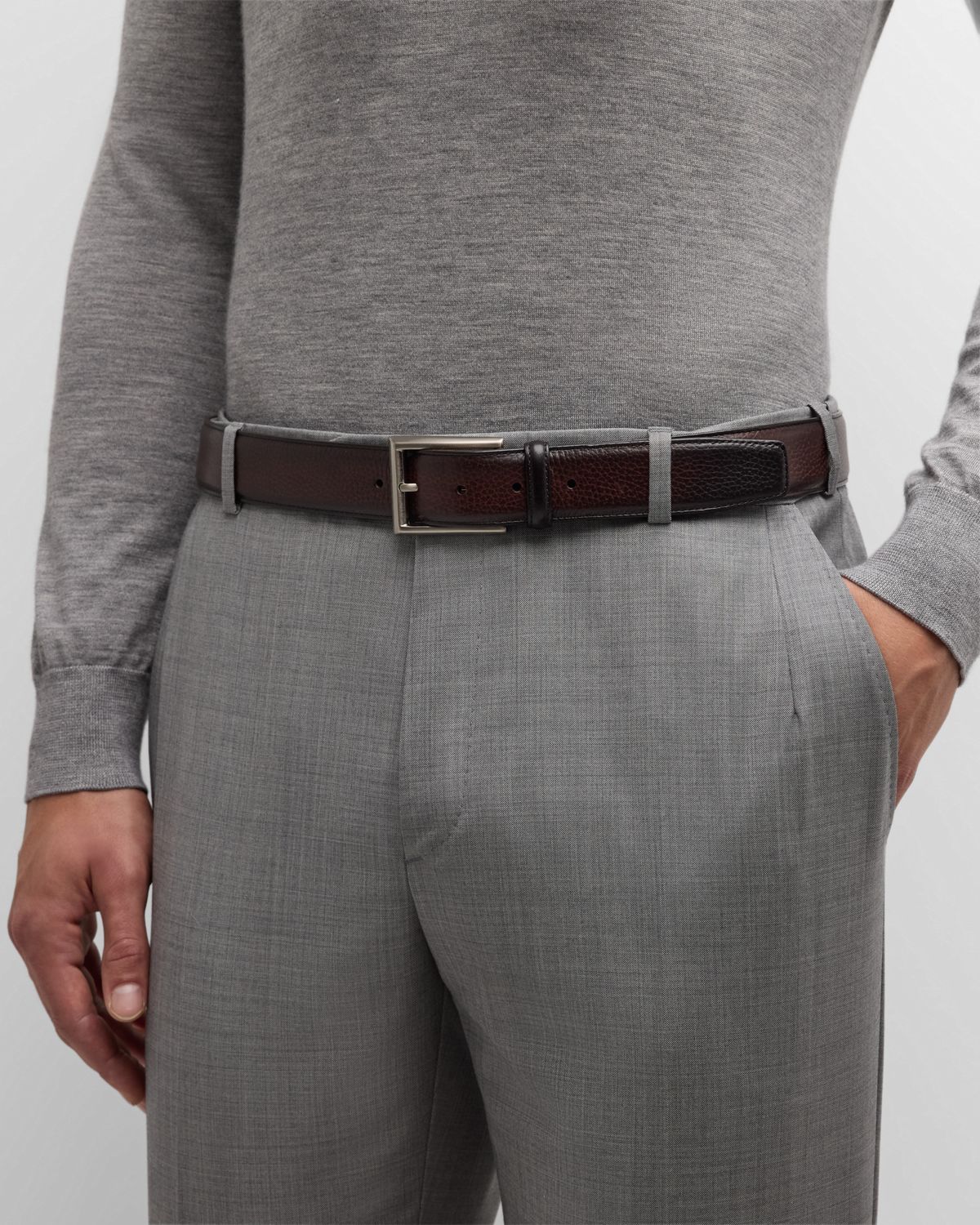 Magnanni Men 's Rocas Pebbled Leather Belt