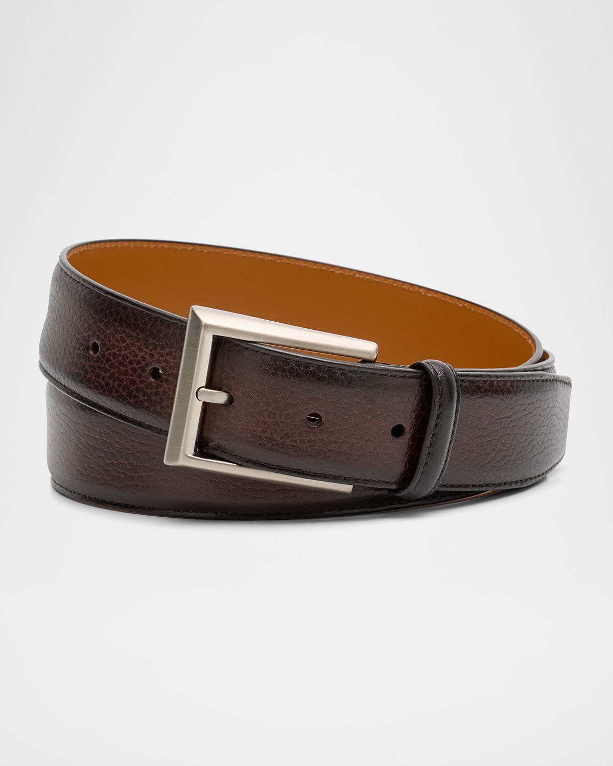 Magnanni Men 's Rocas Pebbled Leather Belt
