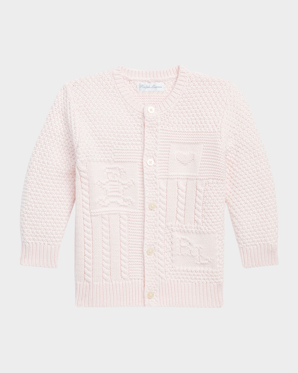 Ralph Lauren Girl 's Cardigan W/ Bear Intarsia, Size 3M-24M