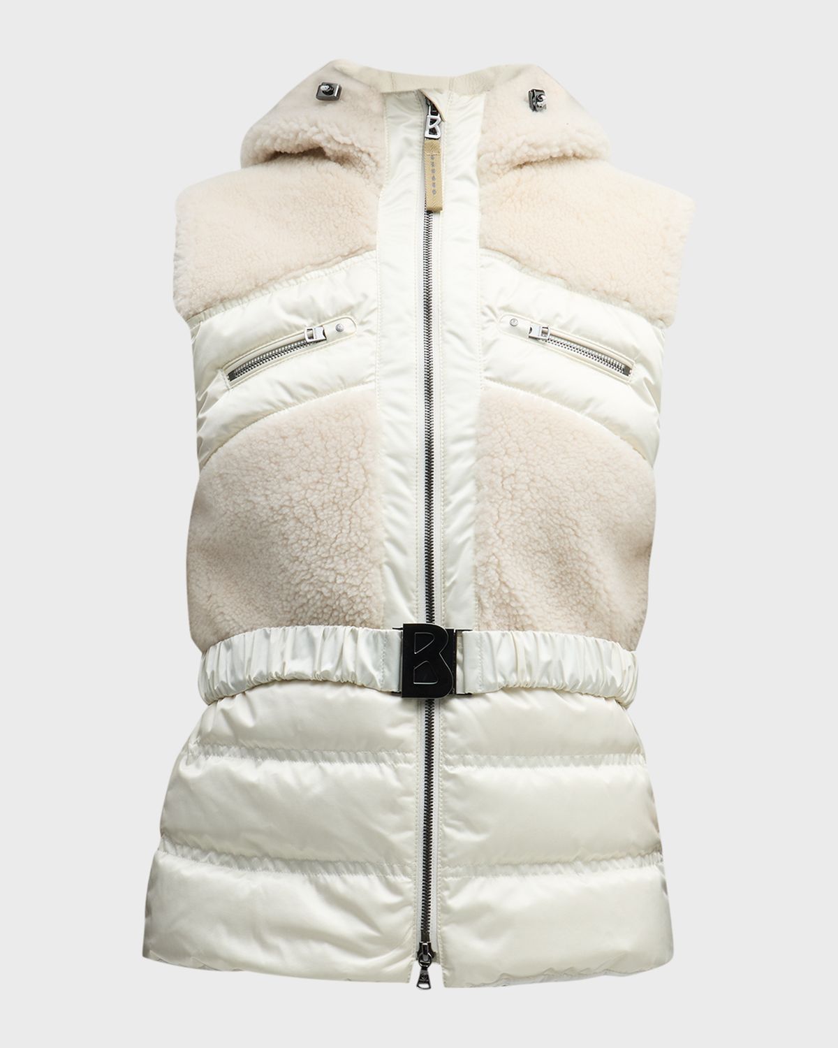 Bogner Minka Shearling Hybrid Vest with Hood