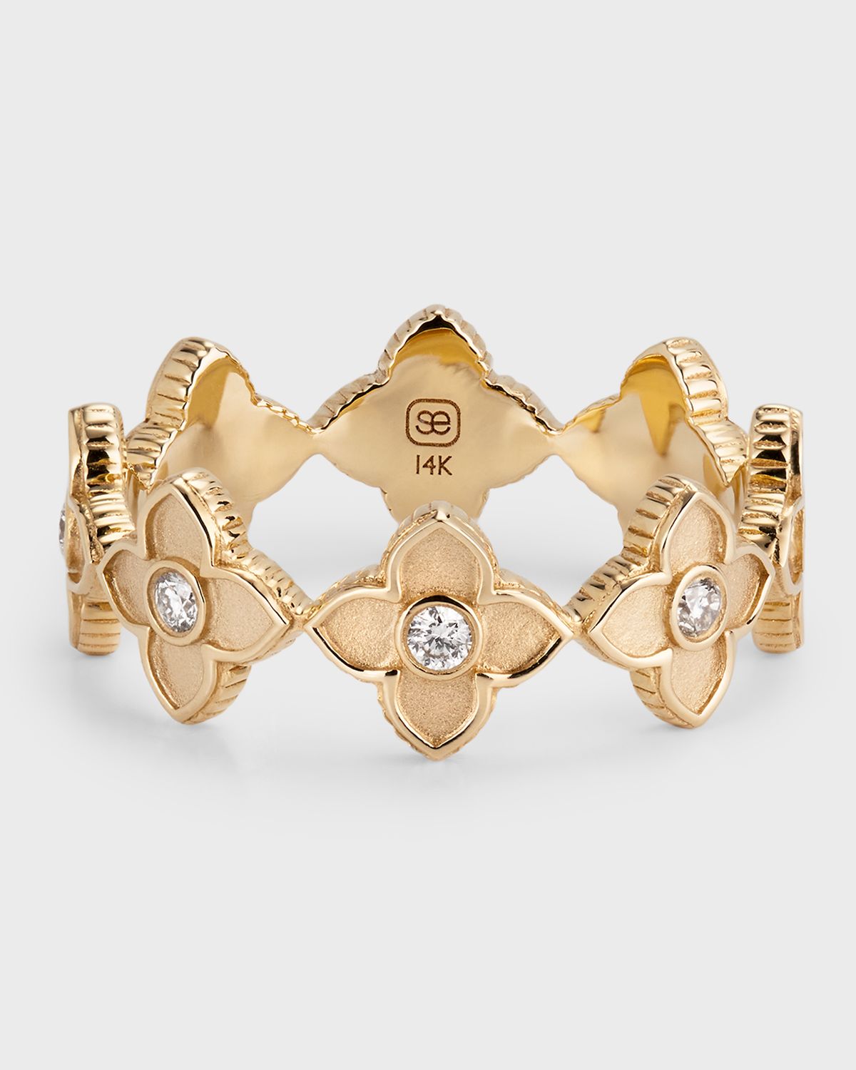 Sydney Evan Small Satin Bezel Moroccan Eternity Ring with Scallop