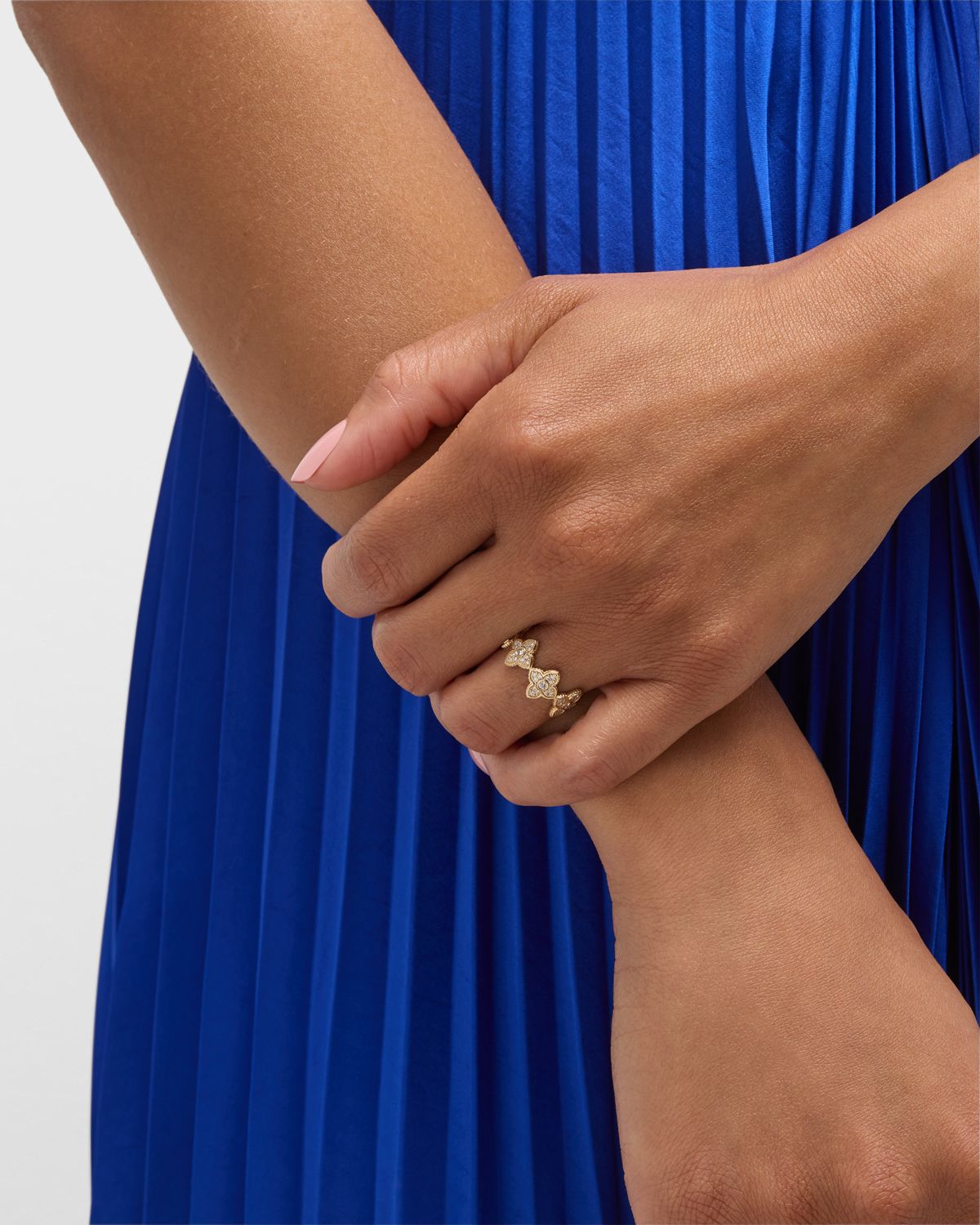 Sydney Evan 14k Gold Moroccan Flower Diamond Ring, Size 6.5