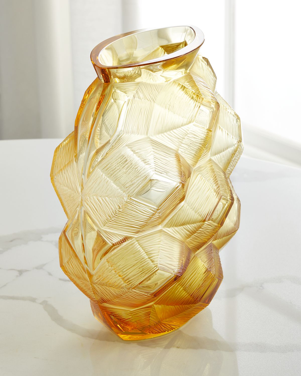 Lalique Amber Turtle Vase - 10"