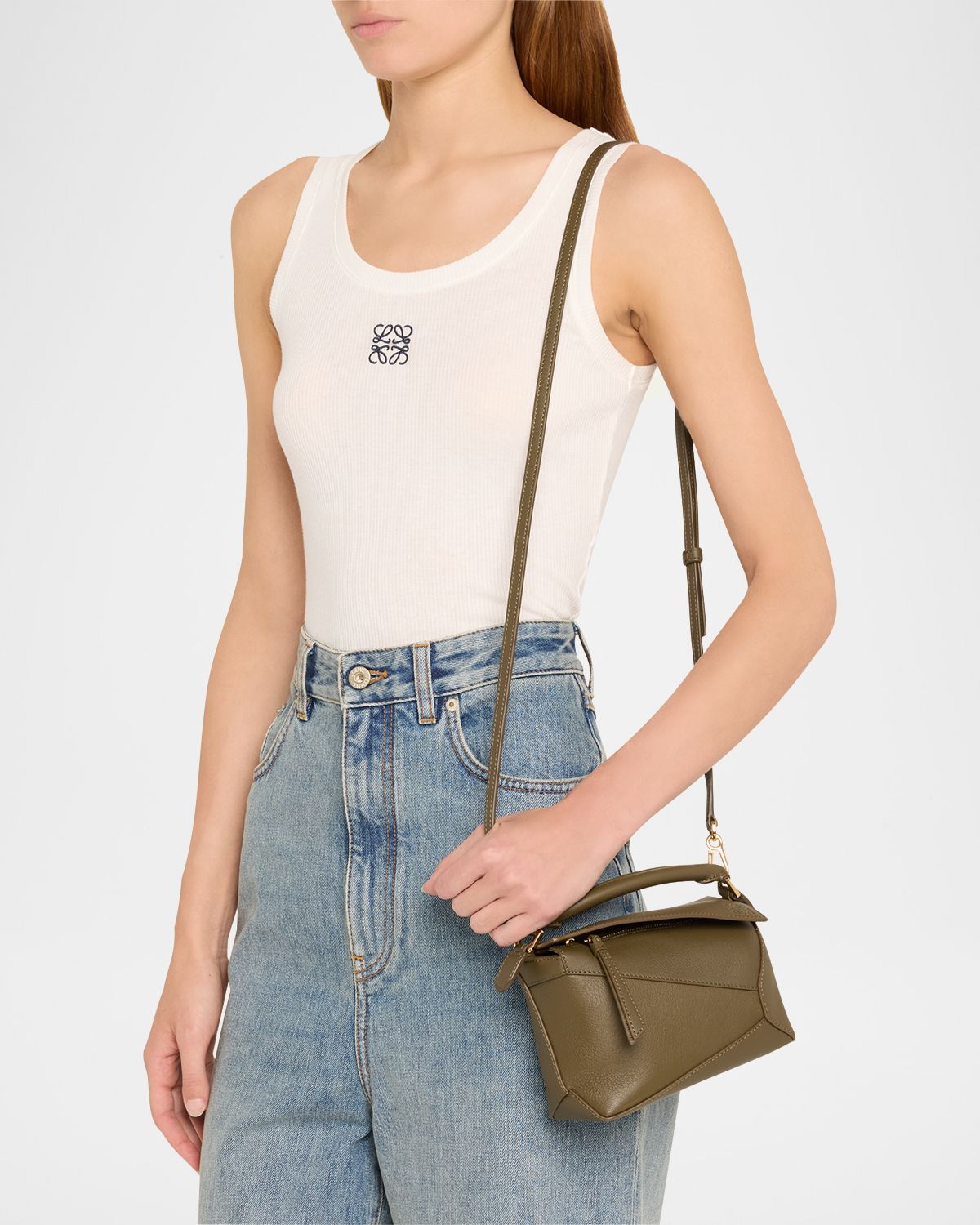 Loewe x Paula 's Ibiza Puzzle Edge Mini Top-Handle Bag in Leather